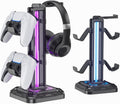 KDD Gaming Kopfhörer Ständer Led Mit 9 Lichtmodi - Drehbarer Headset Halterung Tisch Mit Abnehmbarer Controller Halterung - Headset Ständer Gaming Zubehör Für Gamer PC Xbox ONE Ps5(Schwarz)