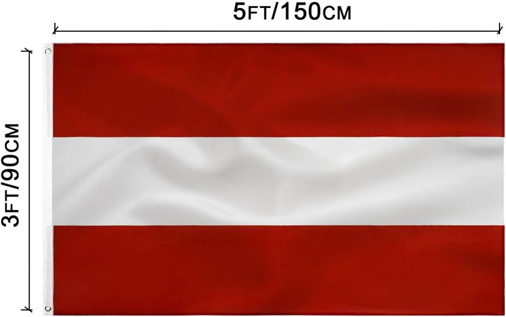 Österreichische Flagge 90 X 150 Cm - Österreich Flagge Polyester Leuchtenden Farben Mit Messing-Ösen Austrian Flag