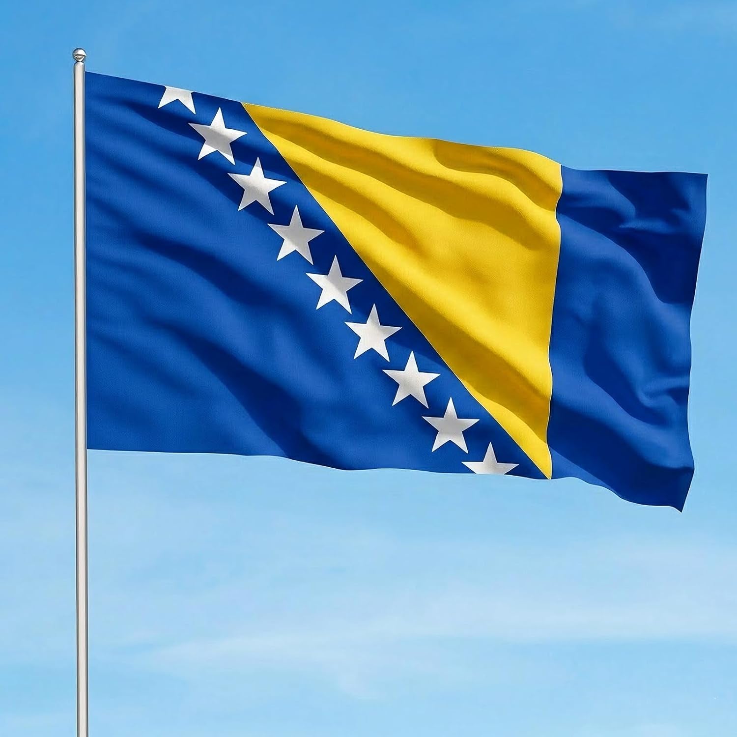 Ahfulife Bosnien Und Herzegowina Flagge 150 X 90 Cm Für WM 2026, 1 Stück Große Bosnische Nationalflaggen Doppelseitig Mit Messingösen Für Nationalfeiertag Fußballfans Party Bar Deko