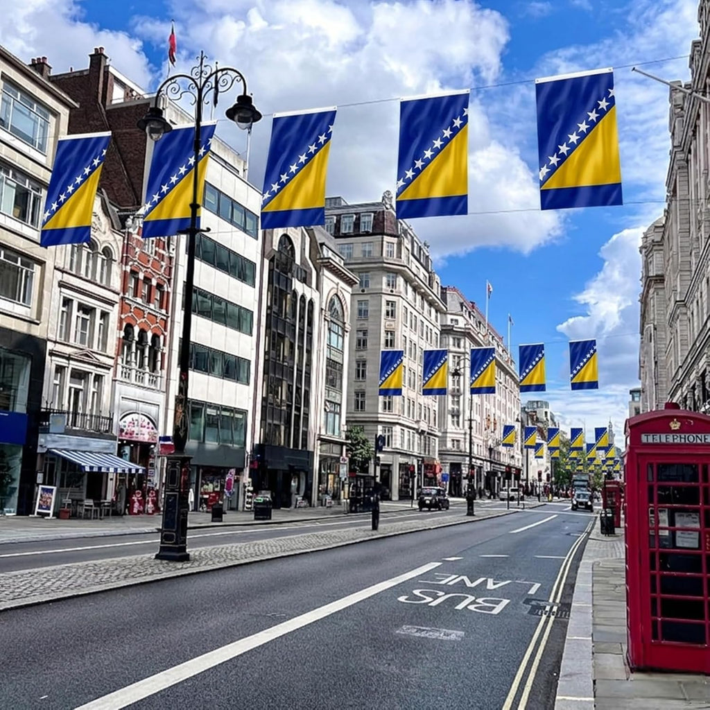 Ahfulife Bosnien Und Herzegowina Flagge 150 X 90 Cm Für WM 2026, 1 Stück Große Bosnische Nationalflaggen Doppelseitig Mit Messingösen Für Nationalfeiertag Fußballfans Party Bar Deko