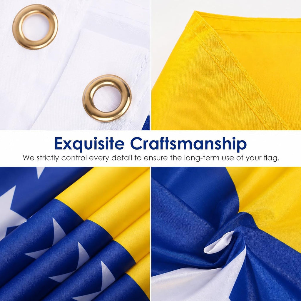 Ahfulife Bosnien Und Herzegowina Flagge 150 X 90 Cm Für WM 2026, 1 Stück Große Bosnische Nationalflaggen Doppelseitig Mit Messingösen Für Nationalfeiertag Fußballfans Party Bar Deko