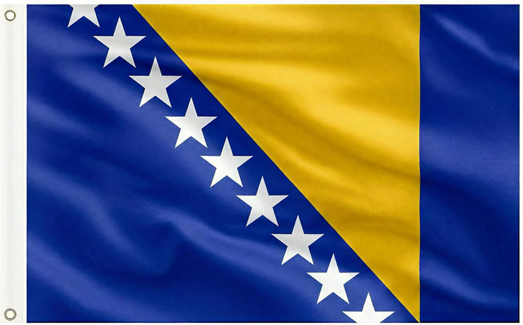 Ahfulife Bosnien Und Herzegowina Flagge 150 X 90 Cm Für WM 2026, 1 Stück Große Bosnische Nationalflaggen Doppelseitig Mit Messingösen Für Nationalfeiertag Fußballfans Party Bar Deko
