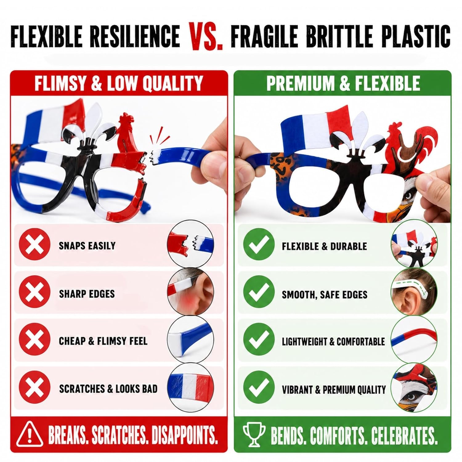 2 Stück Frankreich-Flaggen-Fotorequisiten – Party-Fotorequisiten Mit Französischen Flaggenmotiven, Lustige Fan-Fotorequisiten Für Fußball 2026, Stadion, Public Viewing & Fanpartys