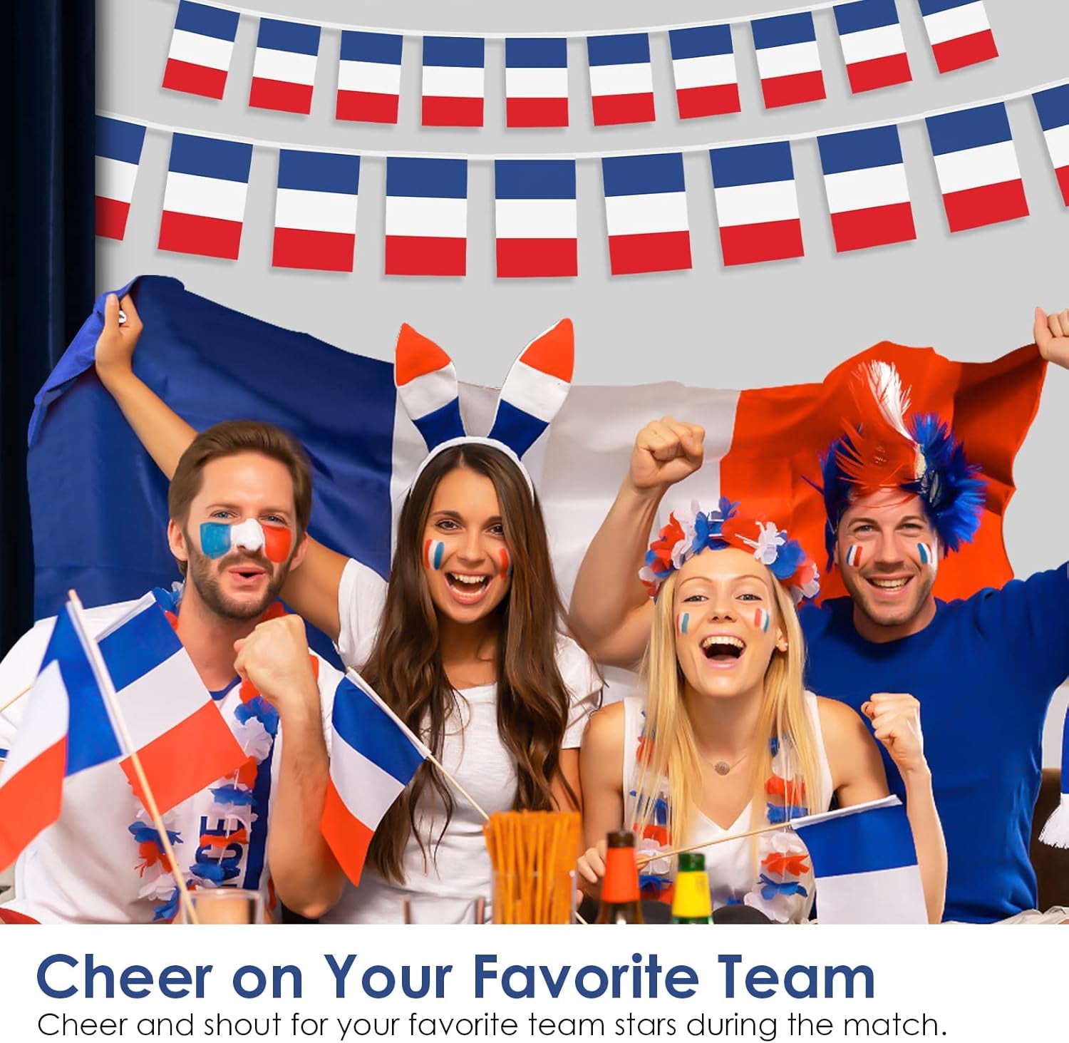 Ahfulife Frankreich Flagge 90 X 150 Cm Für 2026 WM, 1 Stück Französische Fahne Leuchtenden Farben Mit Messing-Ösen, Frankreich Fahne Für Euro Fußball EM Eurovision Bar Party Dekoration