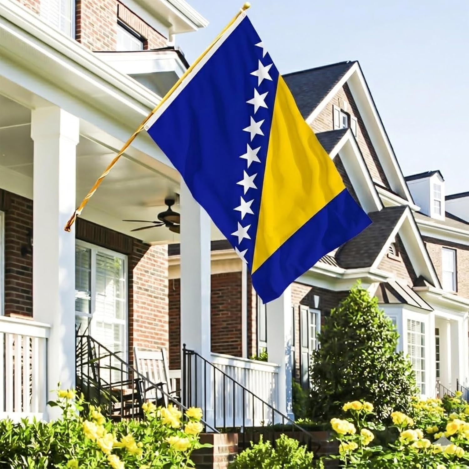 Ahfulife Bosnien Und Herzegowina Flagge 150 X 90 Cm Für WM 2026, 1 Stück Große Bosnische Nationalflaggen Doppelseitig Mit Messingösen Für Nationalfeiertag Fußballfans Party Bar Deko